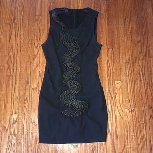 Gold Zipper Black Dress